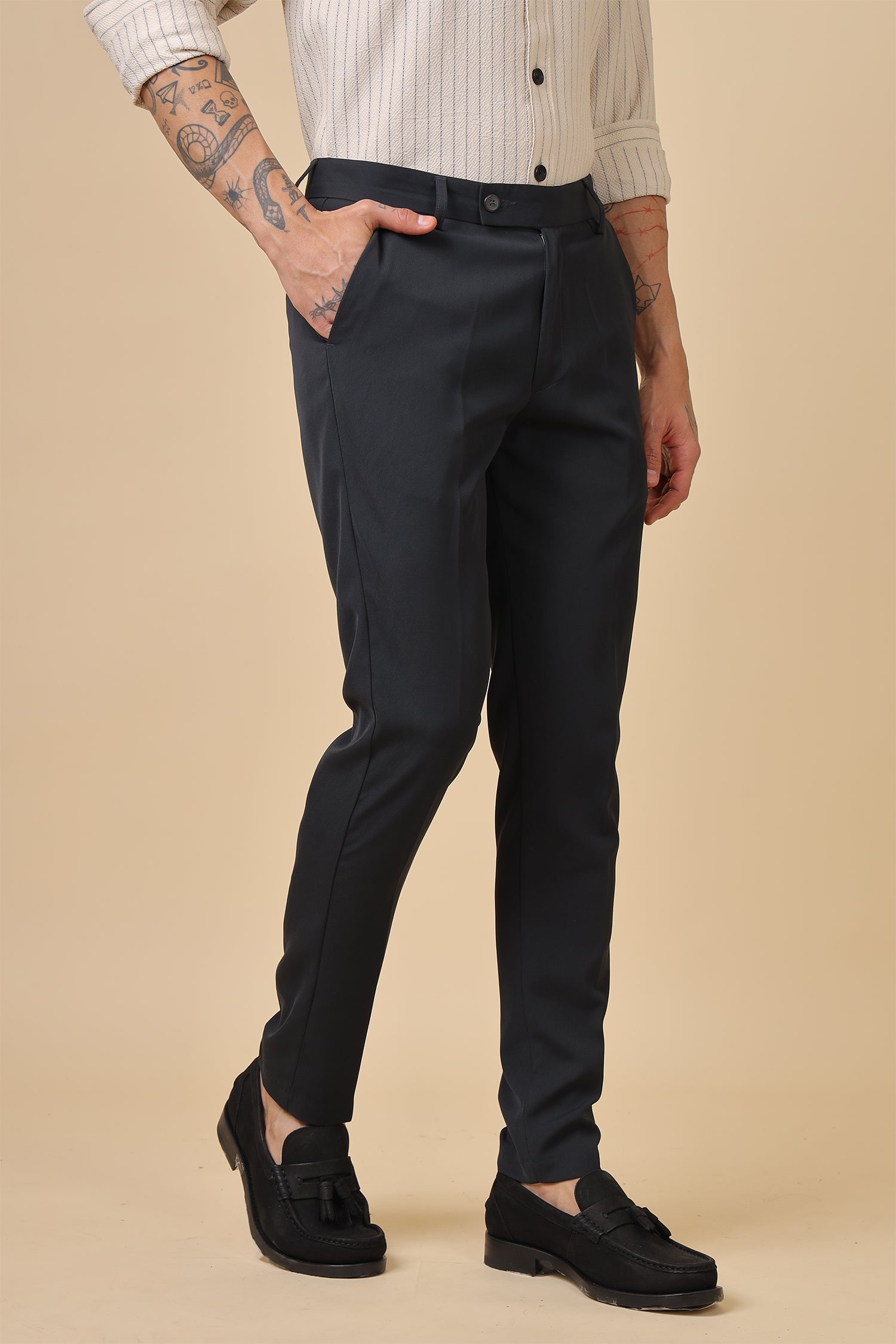 Men Classic Dark Blue Formal Trousers
