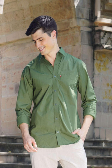 Men's Green Cotton Poplin Shirt