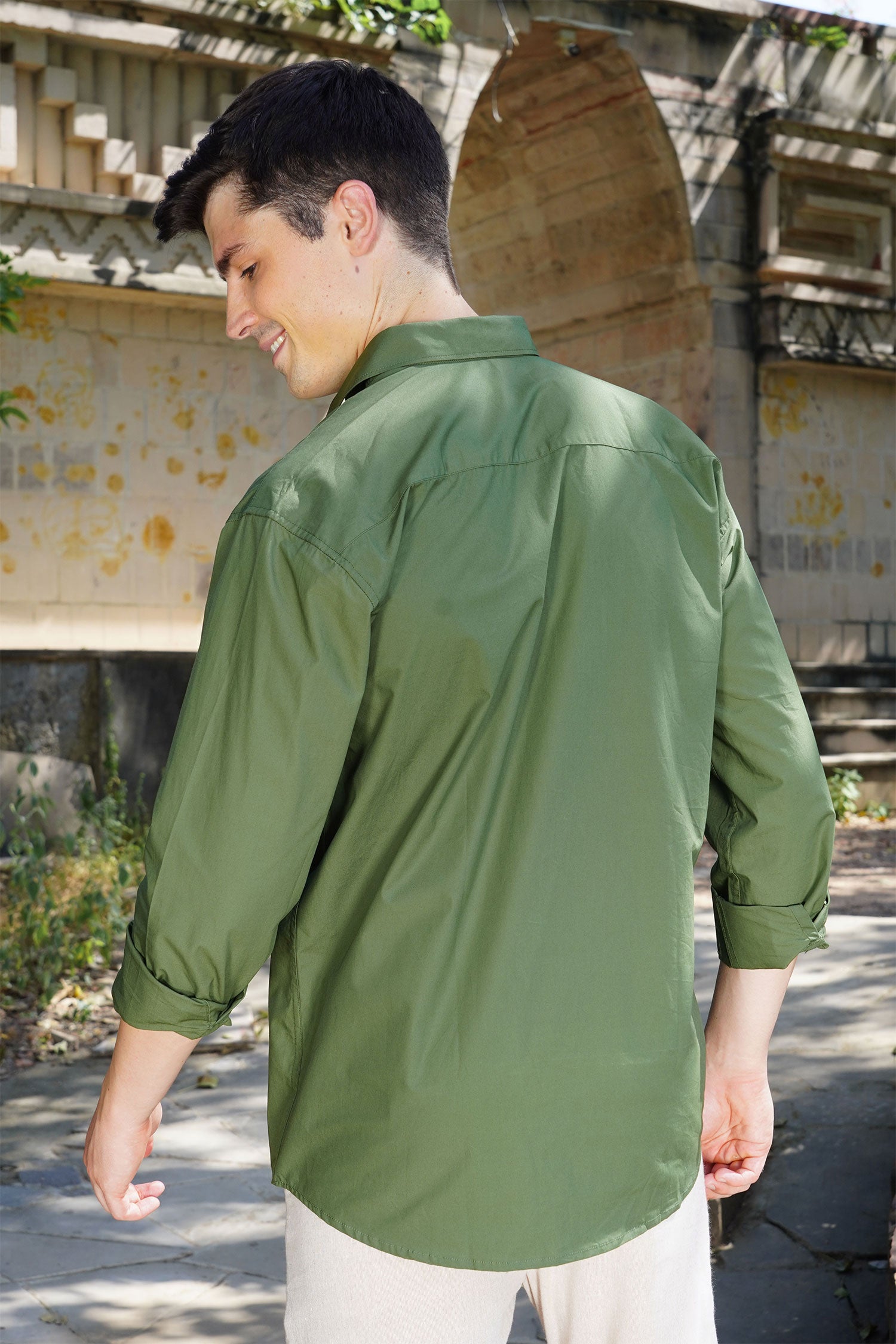 Men's Green Cotton Poplin Shirt