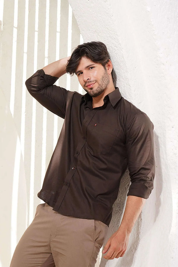 Classic Brown Oxford Cotton Button