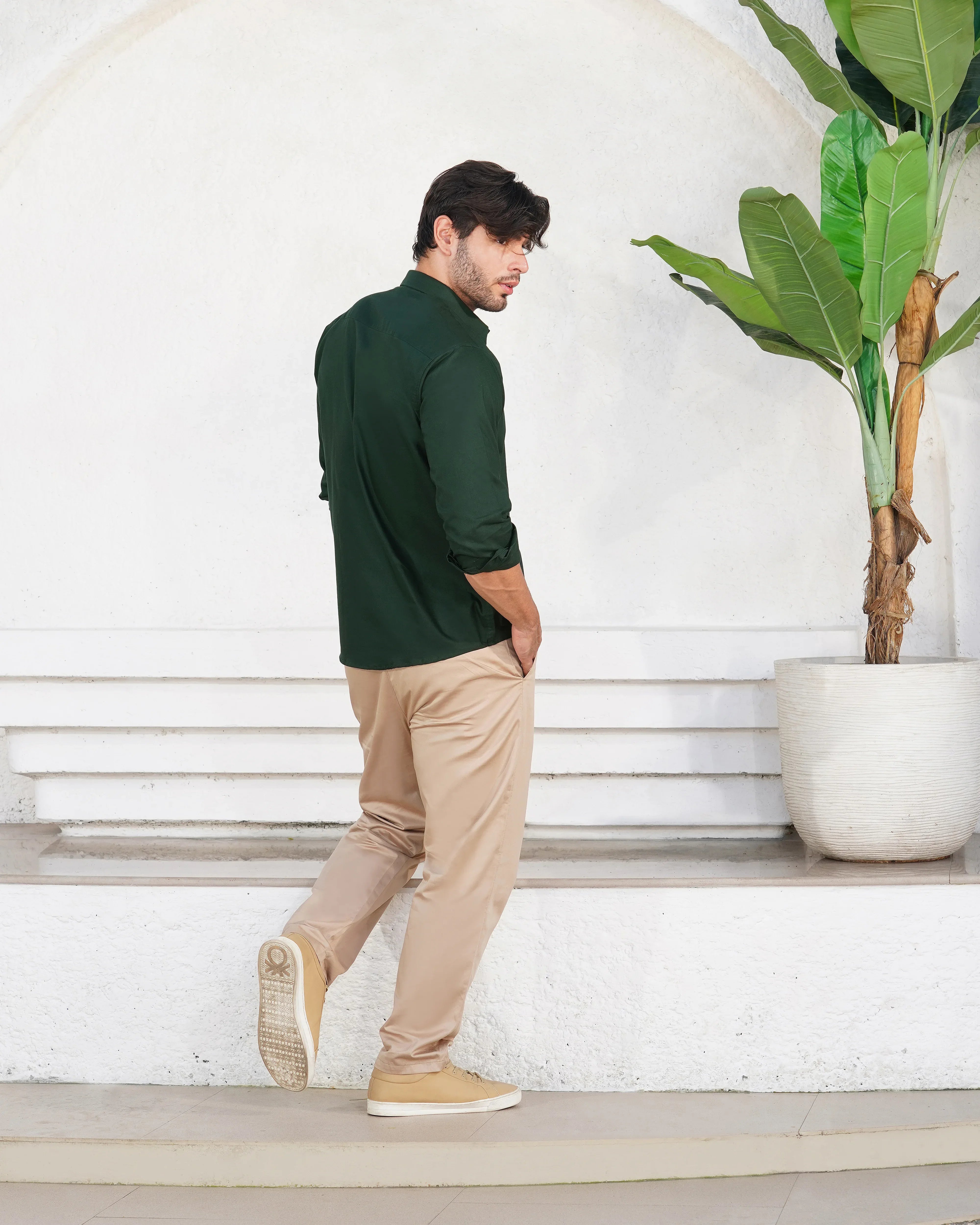 Beige Regular Fit Trouser
