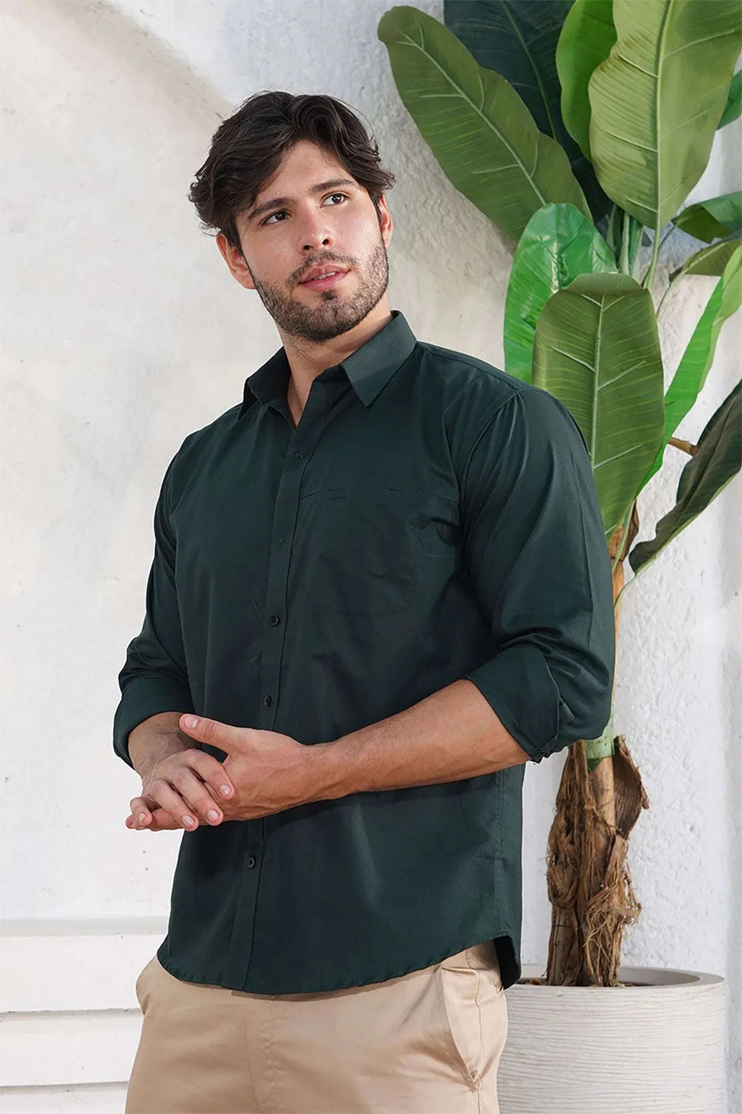 Deep Forest Green Slim Fit Formal Shirt Sophistication with a Bold Twist