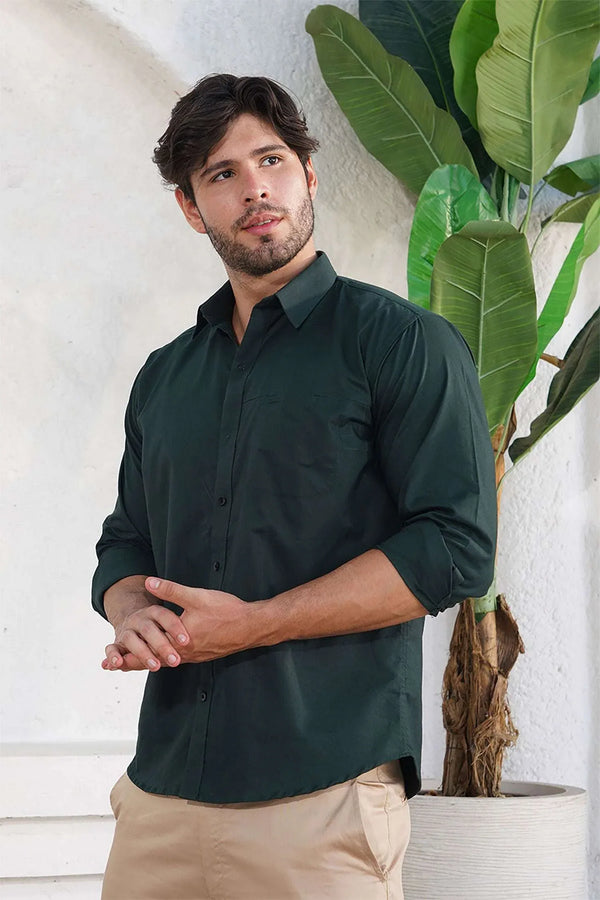 Deep Forest Green Slim Fit Formal Shirt Sophistication with a Bold Twist