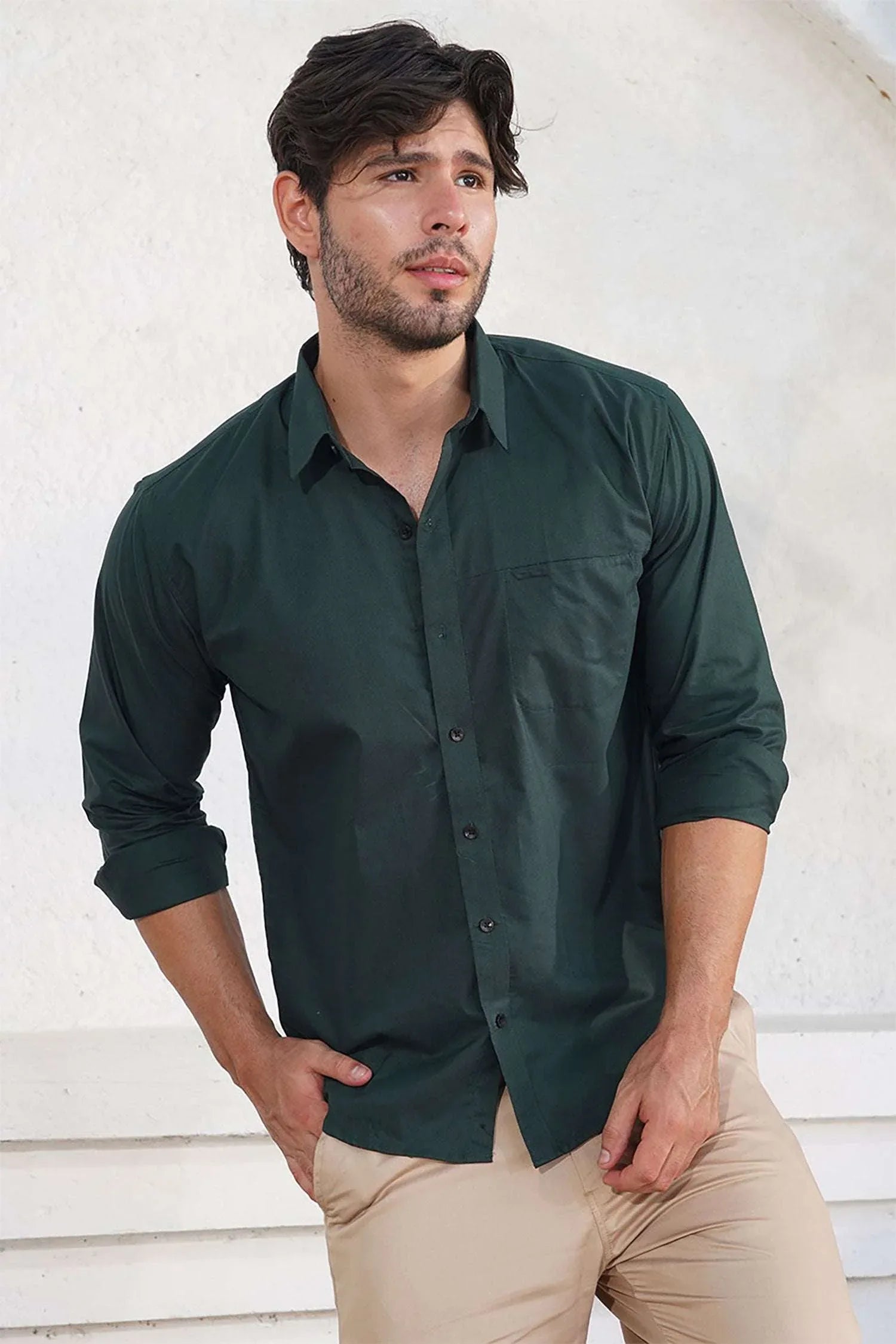 Deep Forest Green Slim Fit Formal Shirt Sophistication with a Bold Twist