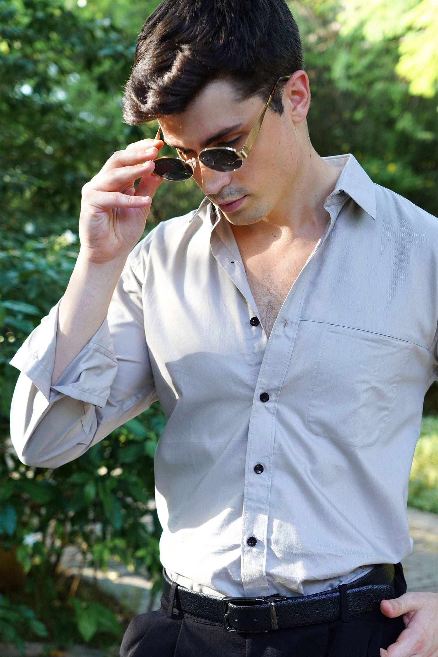 Classic Grey Slim Fit Formal Shirt Elegance Meets Professionalism