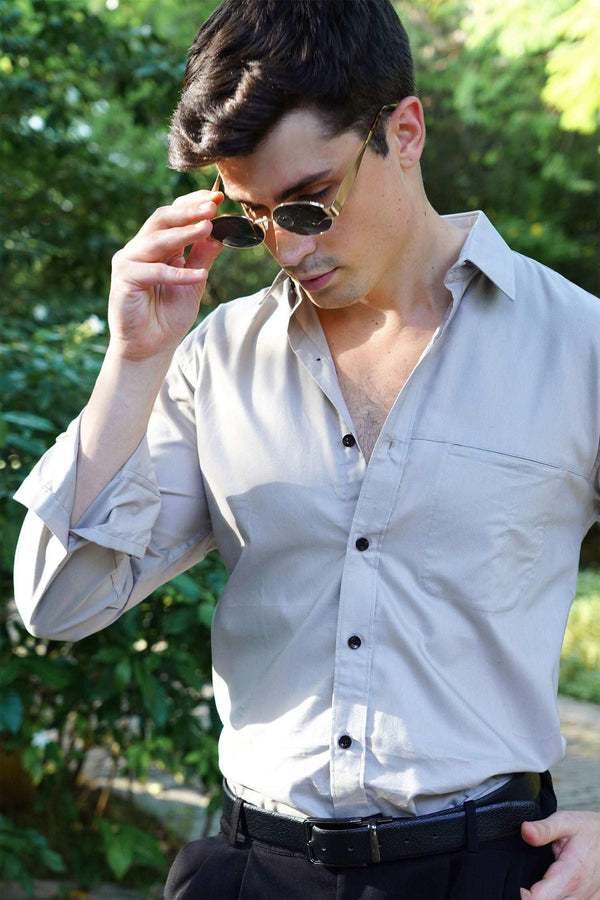 Classic Grey Slim Fit Formal Shirt Elegance Meets Professionalism