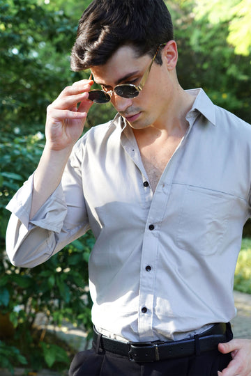 Classic Grey Slim Fit Formal Shirt – Elegance Meets Professionalism
