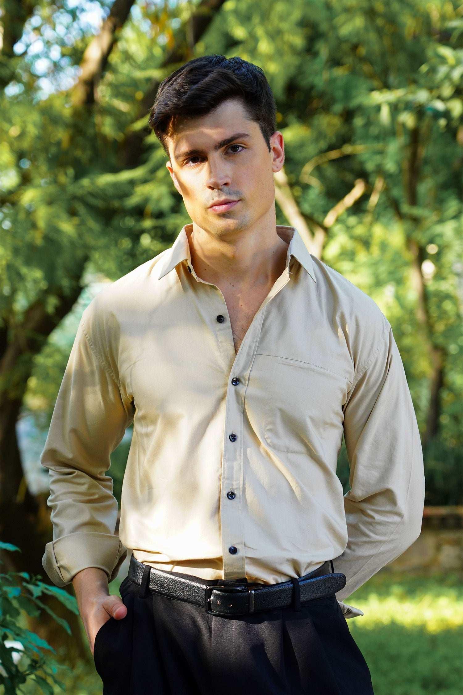 Beige Classic Formal Shirt