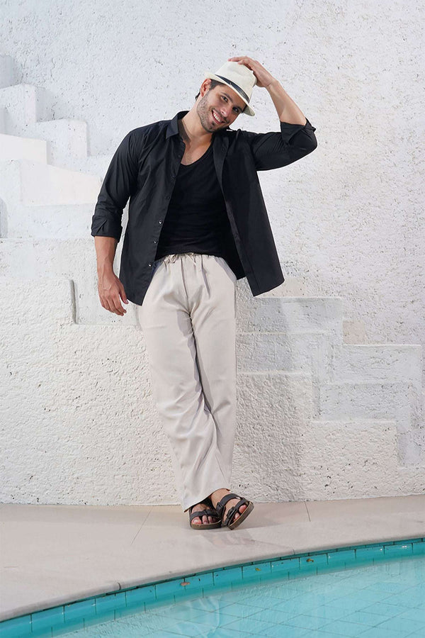 Cream Straight-Fit Pyjama