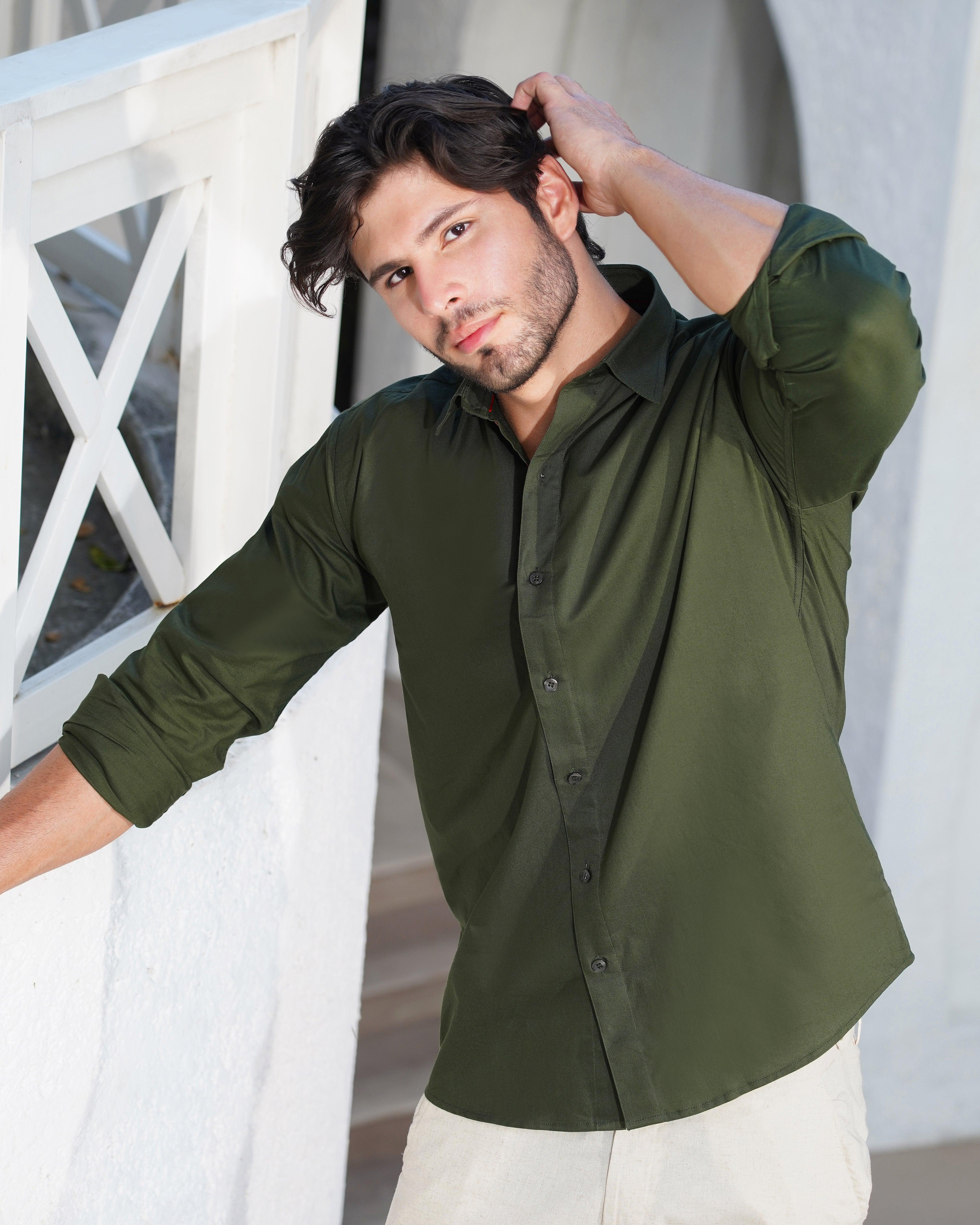Oxford Olive Green Shirt