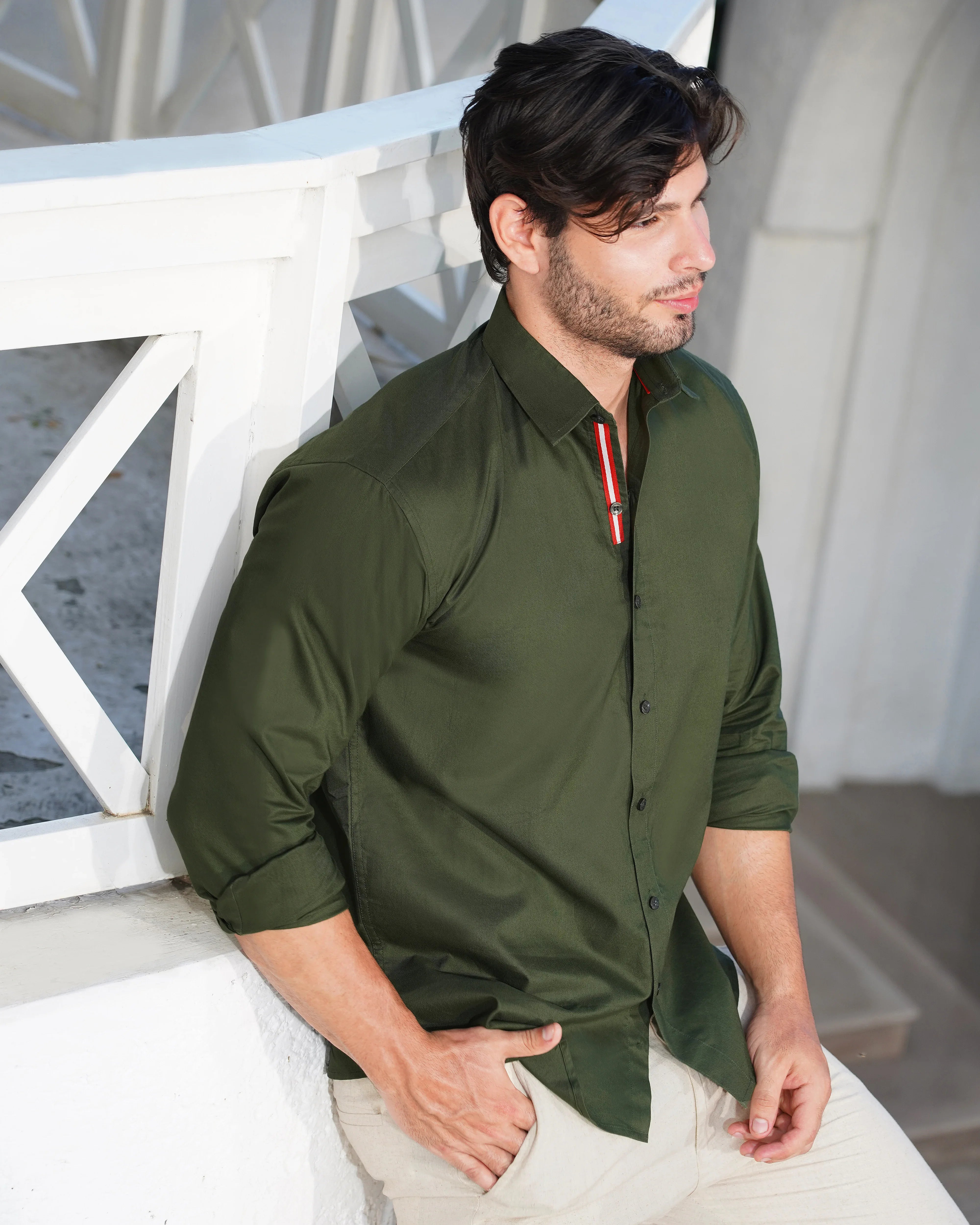 Oxford Olive Green Shirt