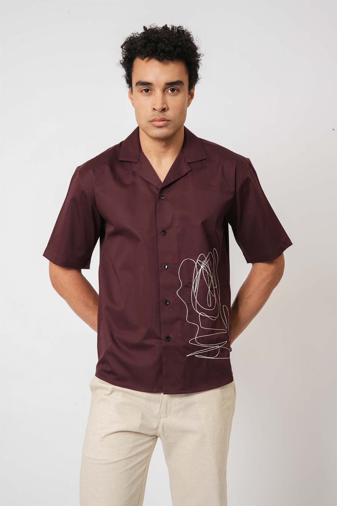 Hallstatt Abstract Maroon Stitch Shirt – men's wear from a lifestyle clothing store for men