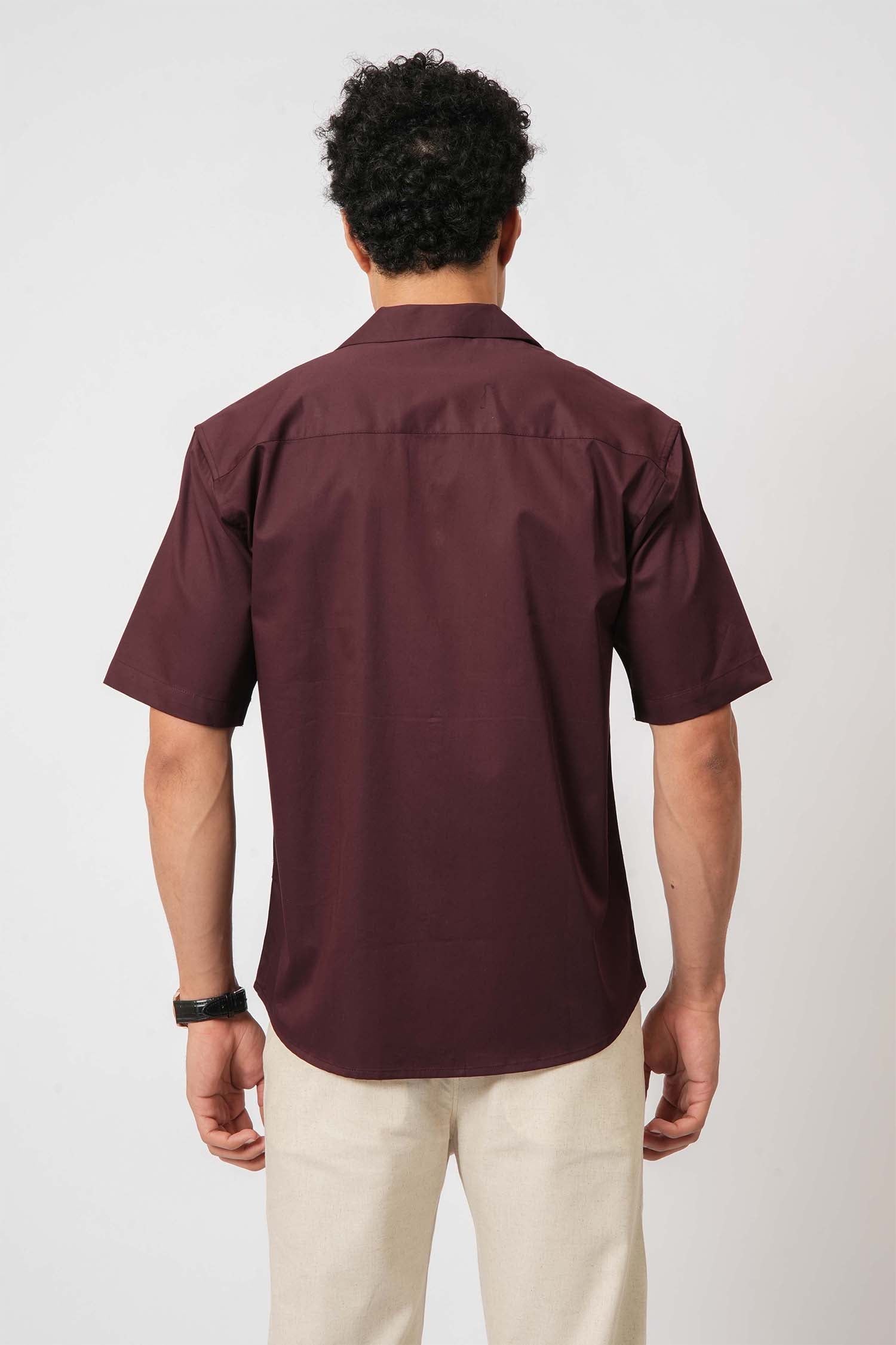 Hallstatt Abstract Maroon Stitch Shirt – men's wear from a lifestyle clothing store for men