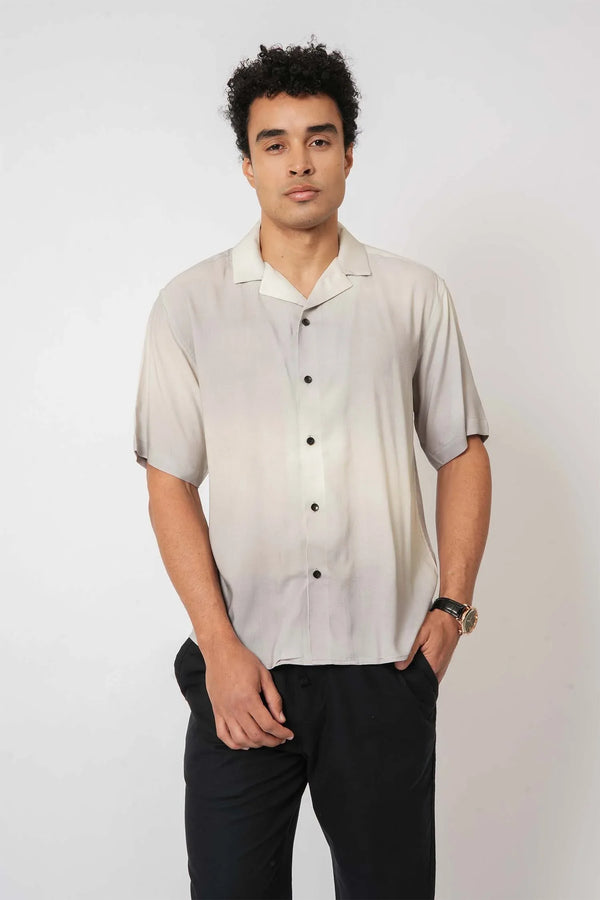 Men’s gradient white viscose shirt comfortable and modern clothing from Hallstatt
