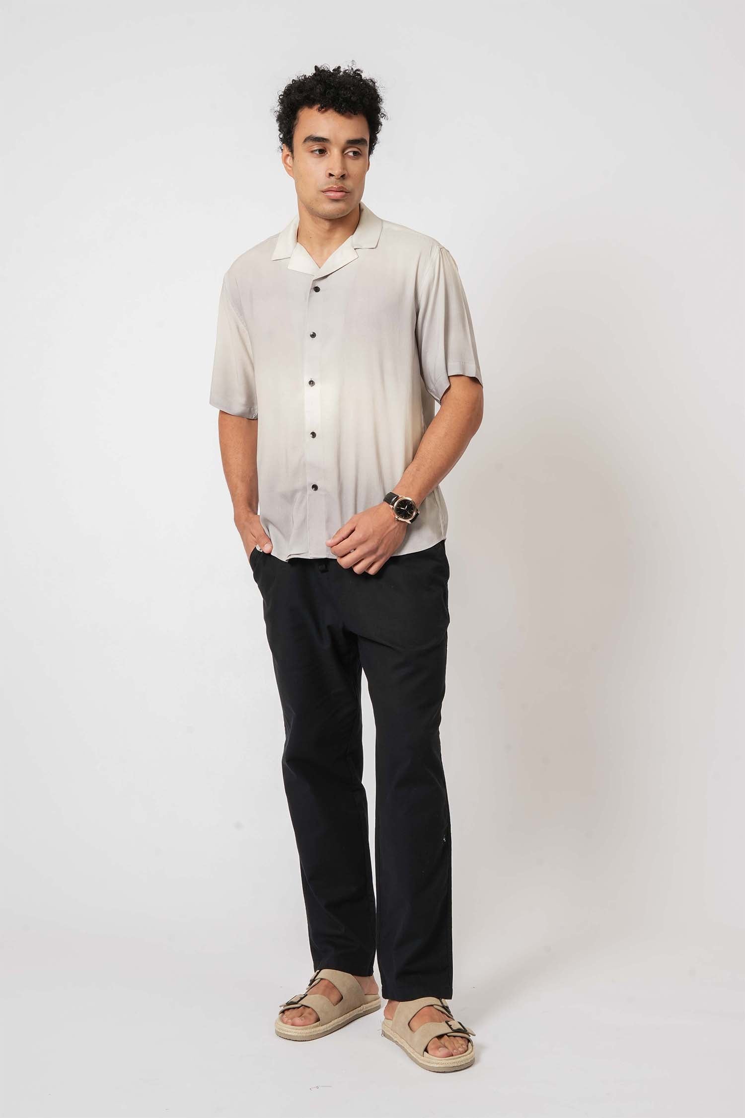 Men’s gradient white viscose shirt – comfortable and modern clothing from Hallstatt