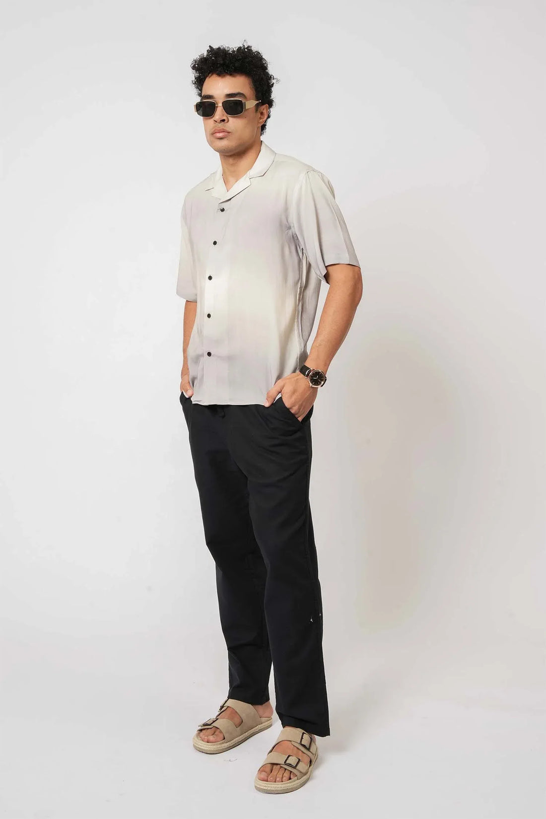 Men’s gradient white viscose shirt comfortable and modern clothing from Hallstatt