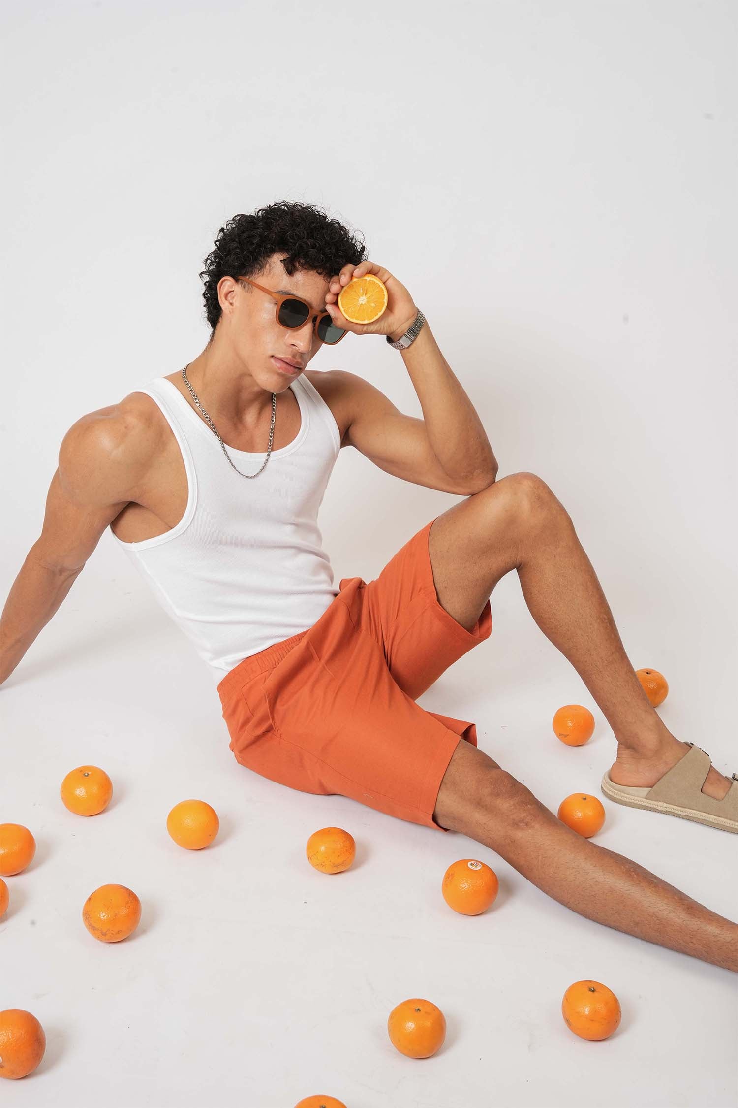 Rust drawstring shorts for men – easygoing lifestyle clothing by Hallstatt