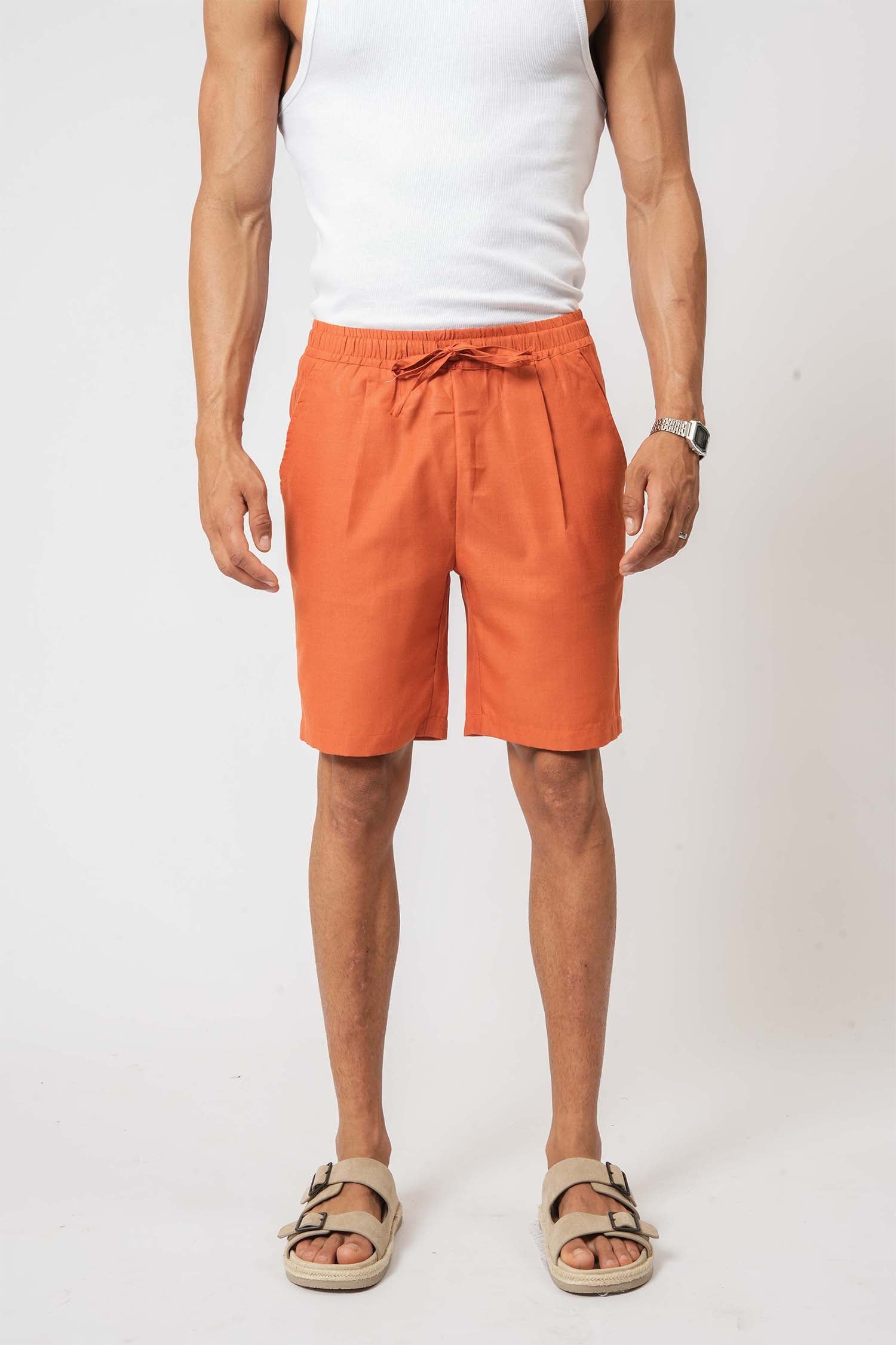Rust drawstring shorts for men – easygoing lifestyle clothing by Hallstatt