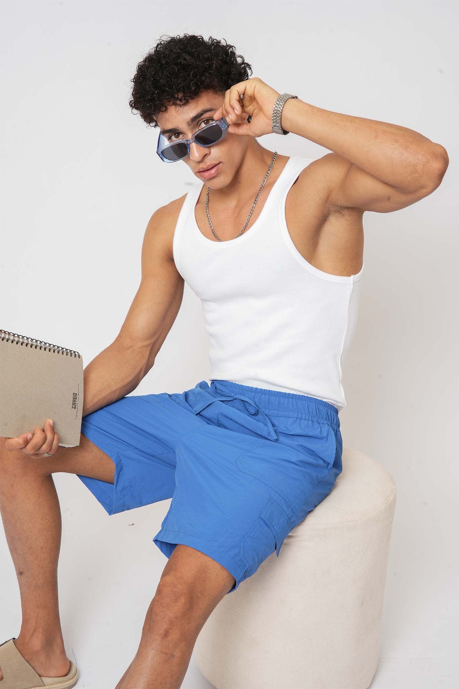 Sky blue cargo shorts for men – functional and comfortable lifestyle clothing by Hallstatt