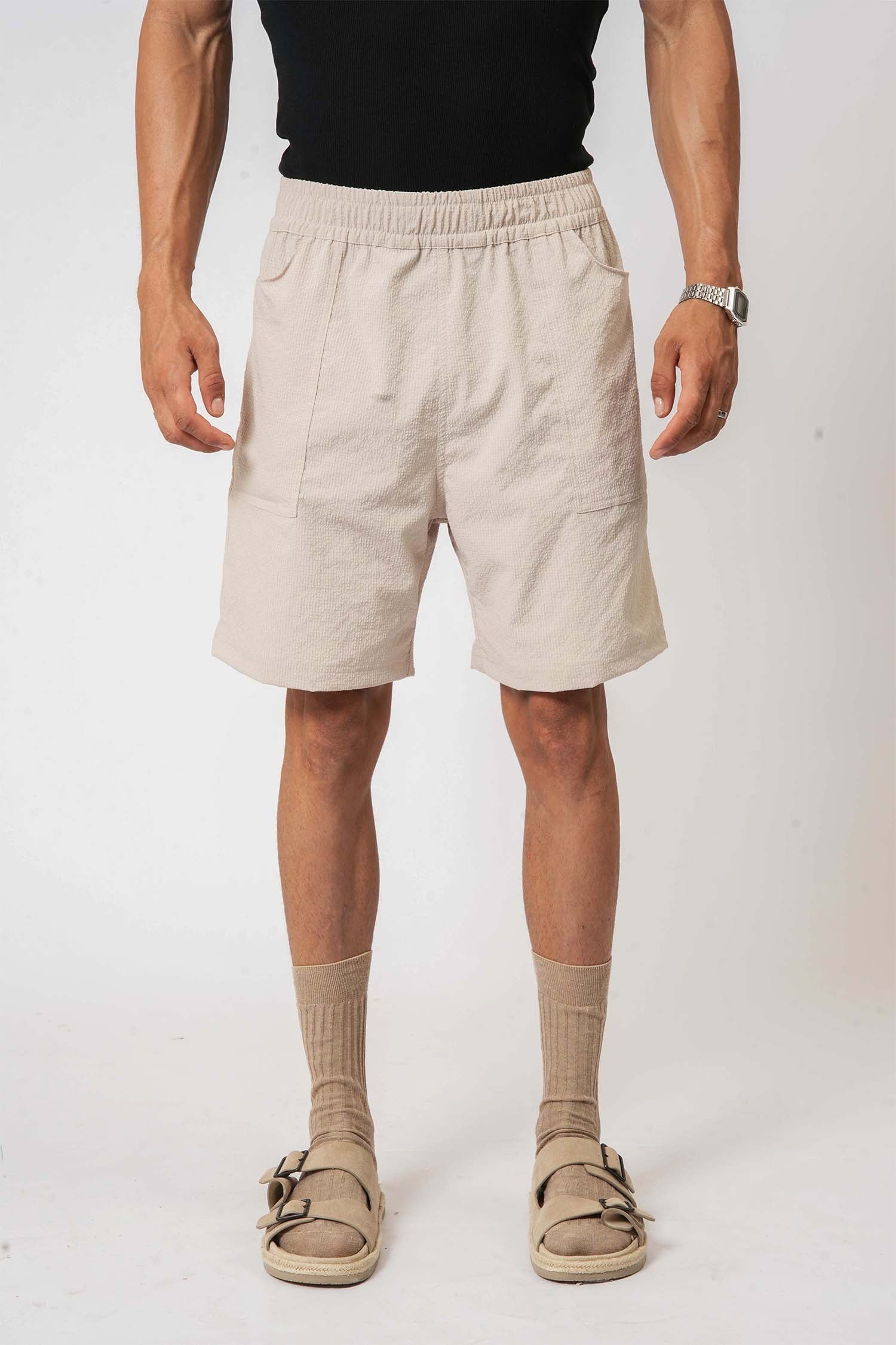 Hallstatt beige cargo shorts for men – functional and trendy nylon fabric for relaxed looks