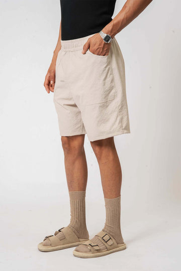 Hallstatt beige cargo shorts for men – functional and trendy nylon fabric for relaxed looks