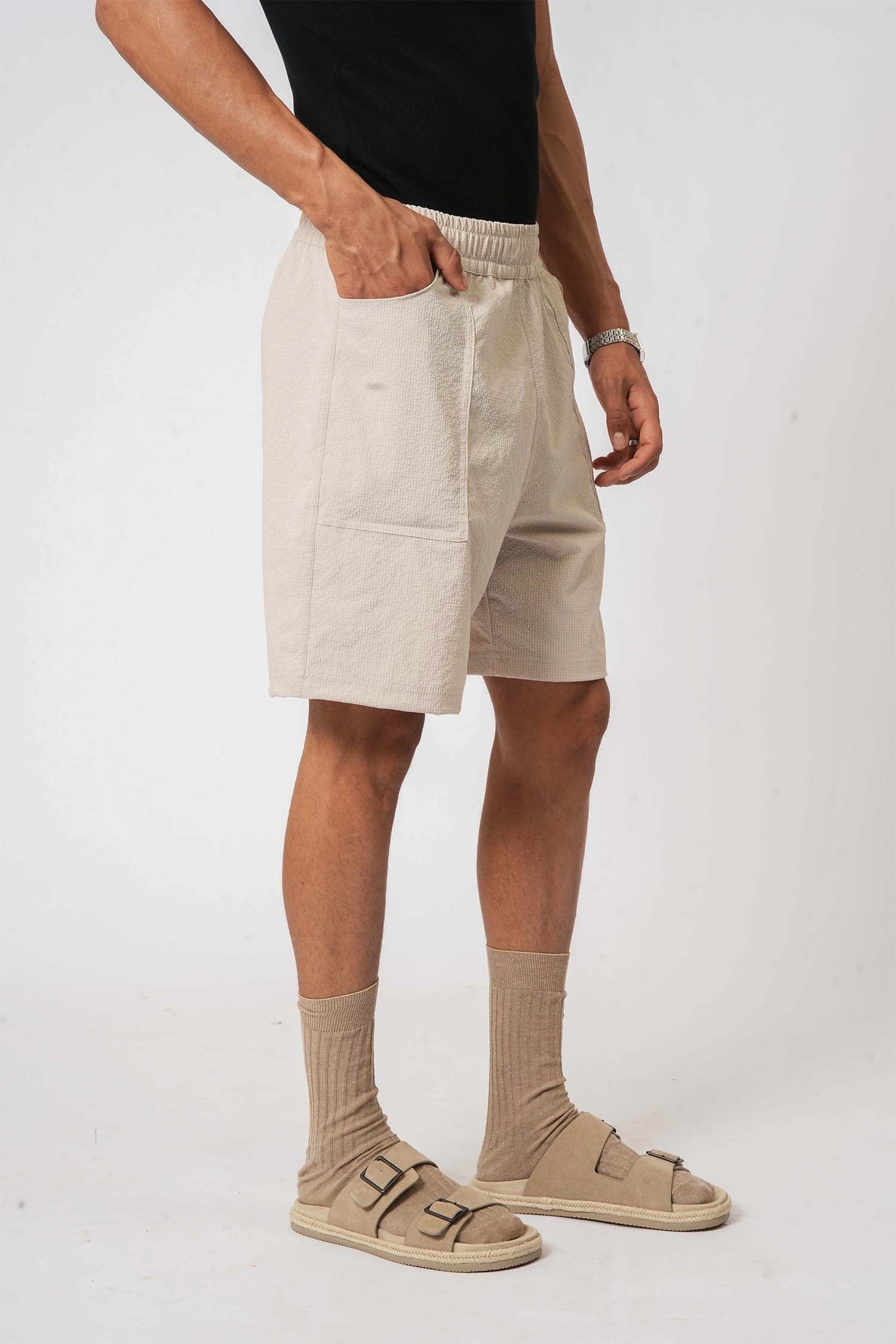 Hallstatt beige cargo shorts for men – functional and trendy nylon fabric for relaxed looks