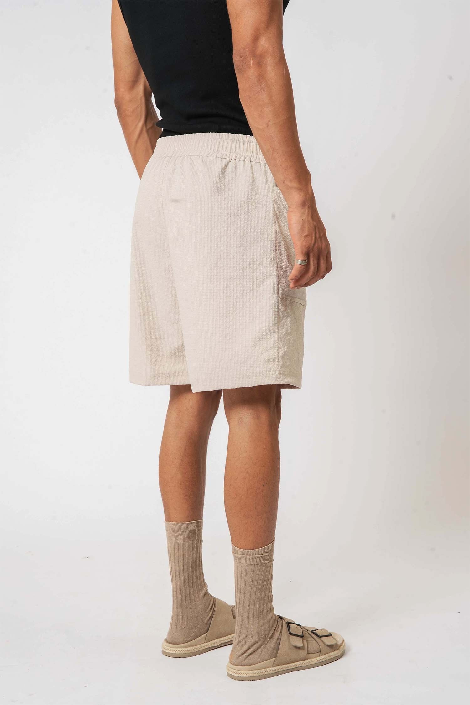 Hallstatt beige cargo shorts for men – functional and trendy nylon fabric for relaxed looks