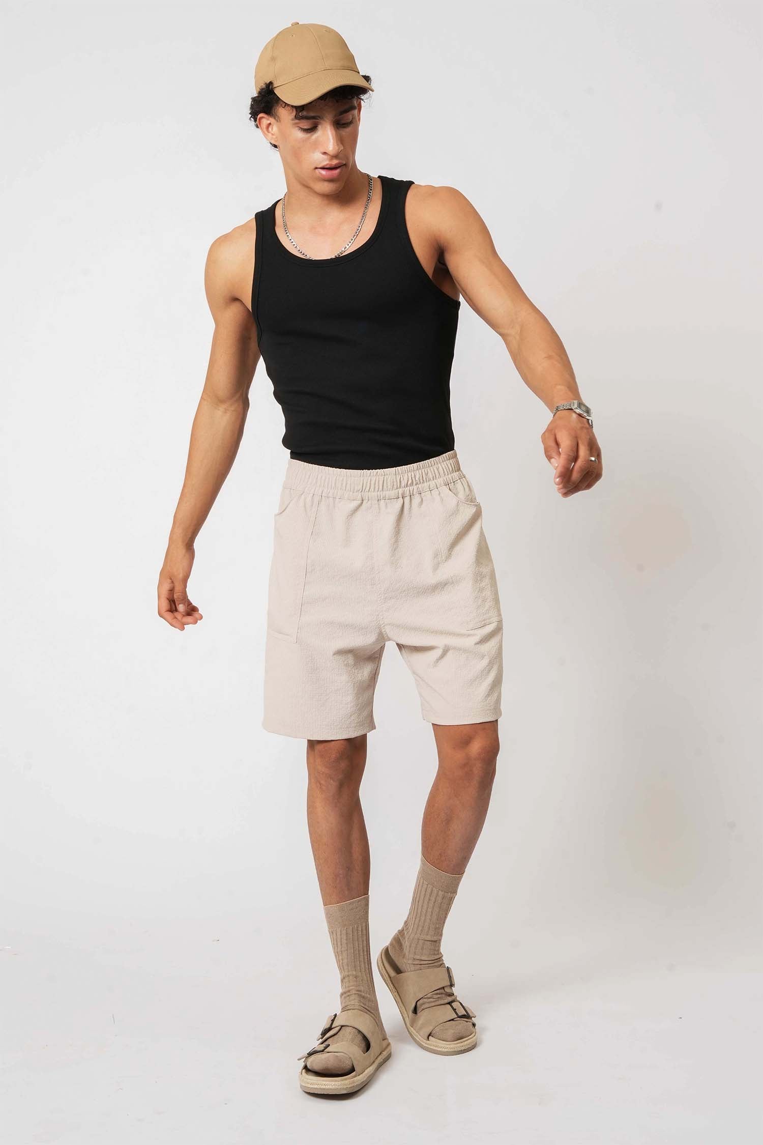 Hallstatt beige cargo shorts for men – functional and trendy nylon fabric for relaxed looks