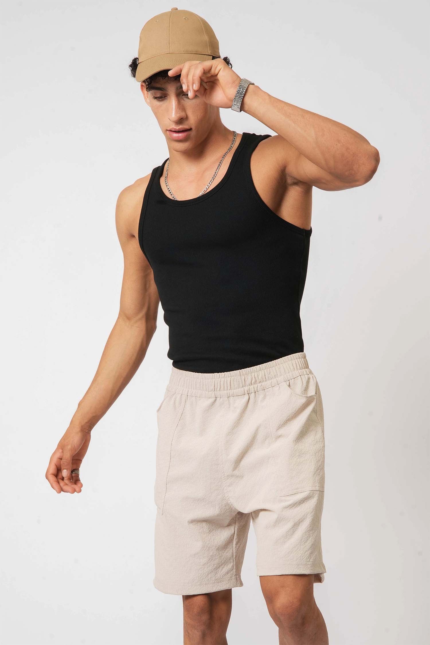 Hallstatt beige cargo shorts for men – functional and trendy nylon fabric for relaxed looks