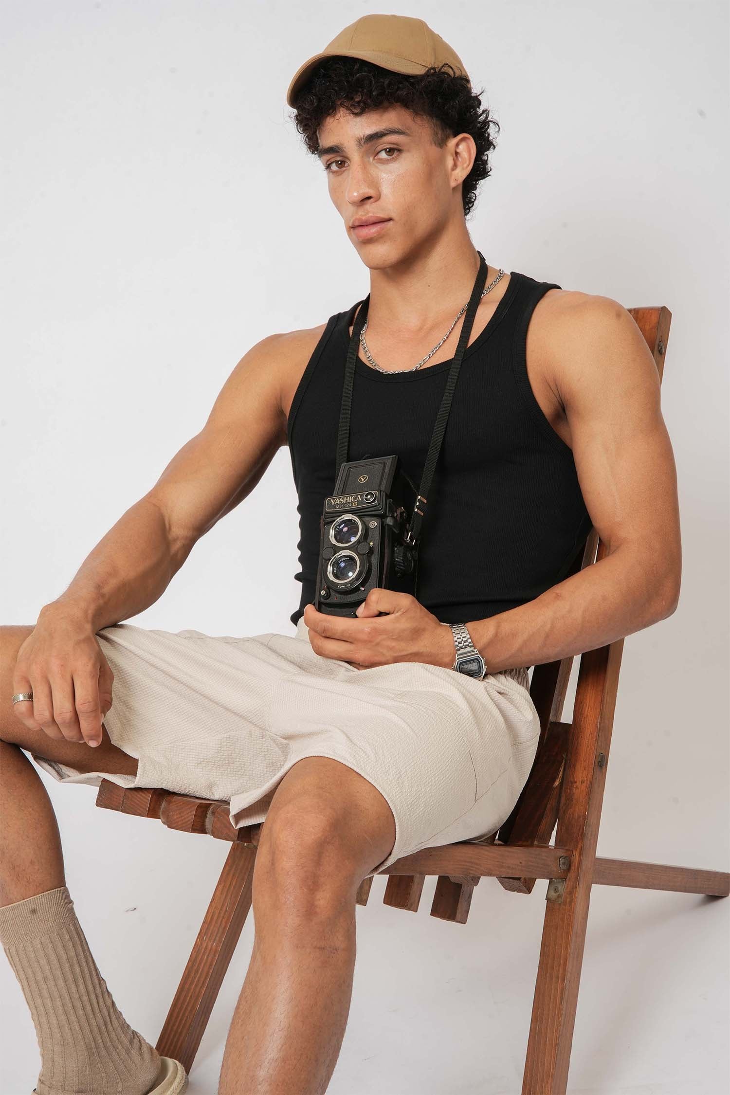 Hallstatt beige cargo shorts for men – functional and trendy nylon fabric for relaxed looks