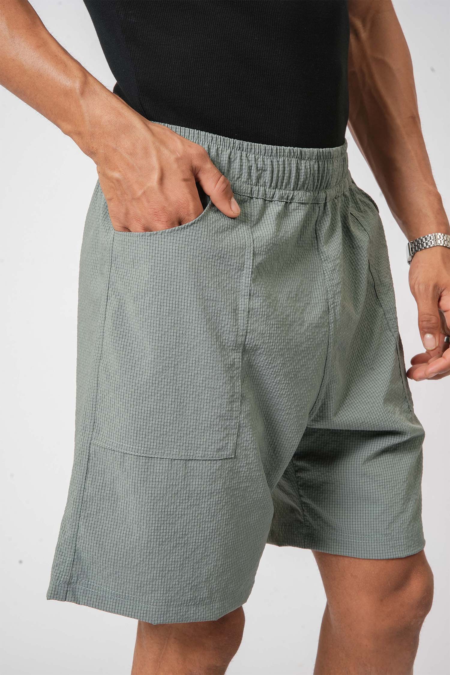 Light green crush nylon shorts for men – perfect casual wear from Hallstatt lifestyle clothing
