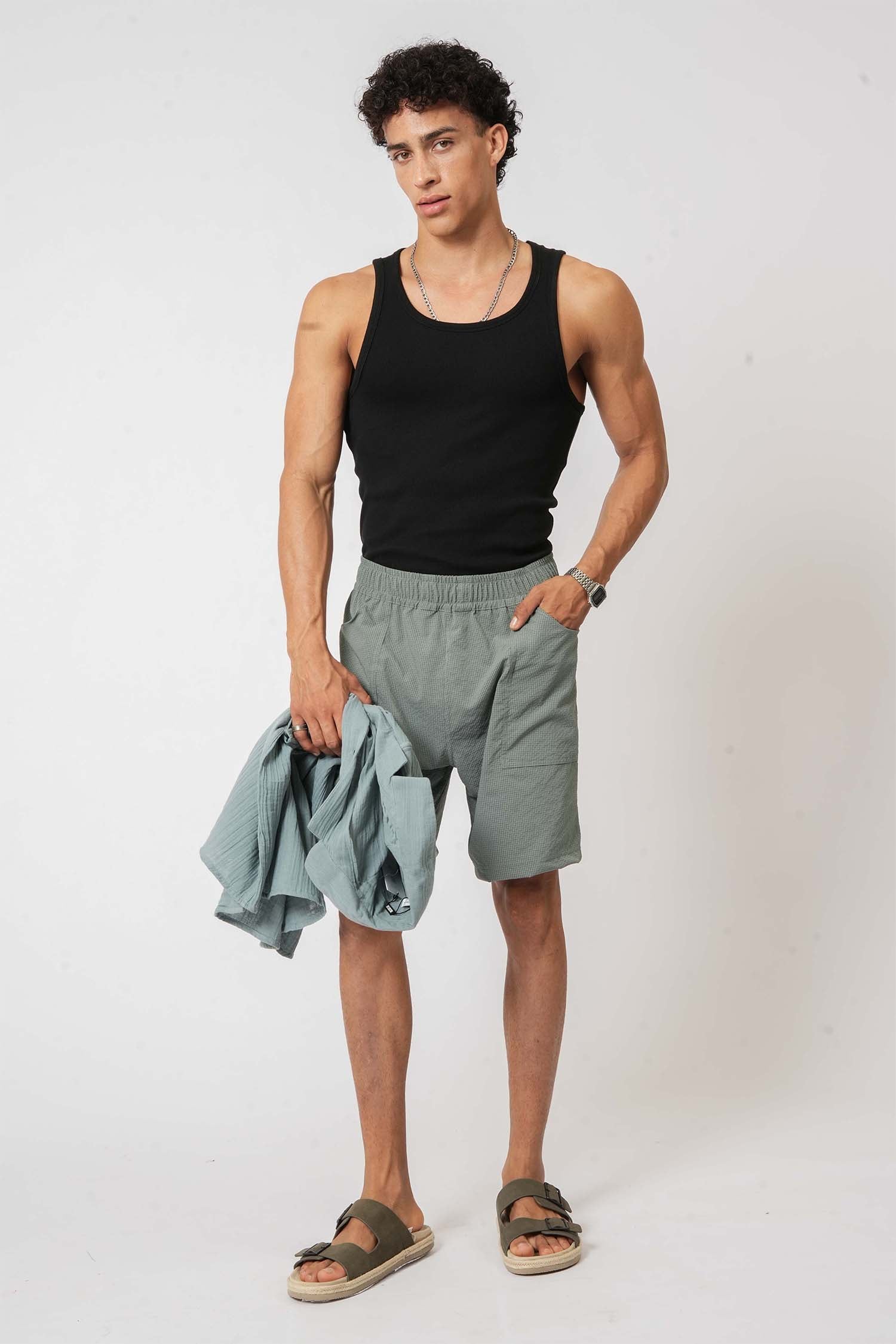 Light green crush nylon shorts for men – perfect casual wear from Hallstatt lifestyle clothing