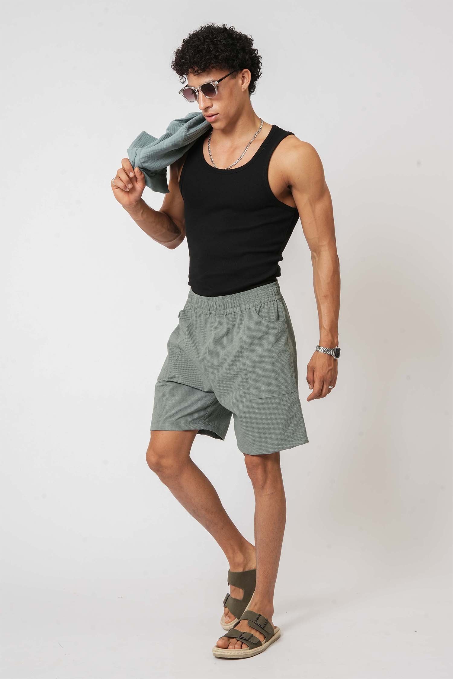 Light green crush nylon shorts for men – perfect casual wear from Hallstatt lifestyle clothing