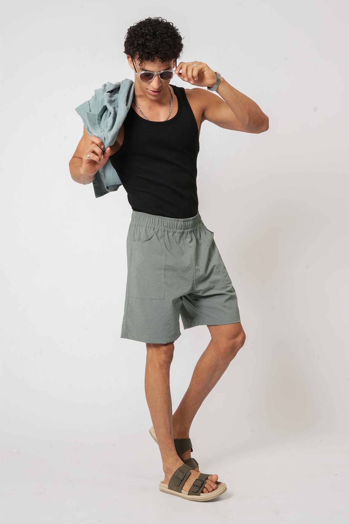 Light green crush nylon shorts for men – perfect casual wear from Hallstatt lifestyle clothing