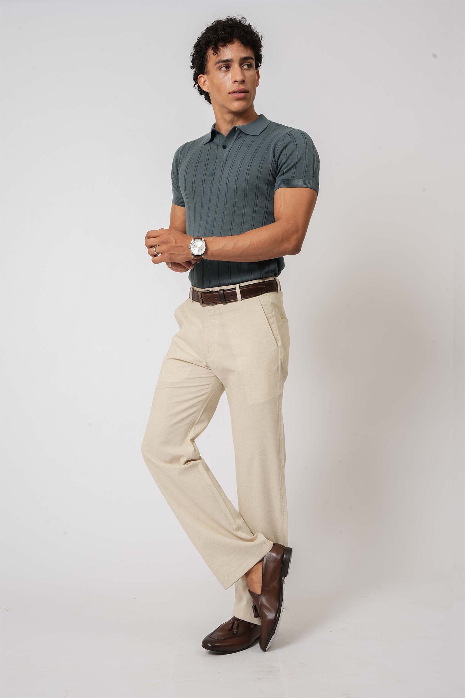 Hallstatt Beige Cotton Twill Trousers – men's wear from a clothing store for men