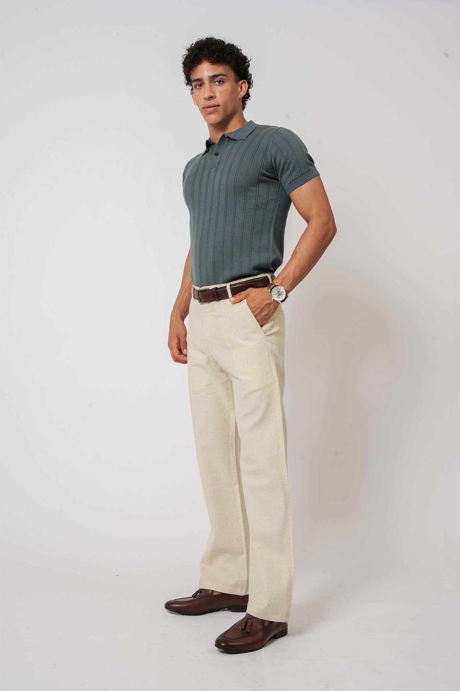 Hallstatt Beige Cotton Twill Trousers – men's wear from a clothing store for men