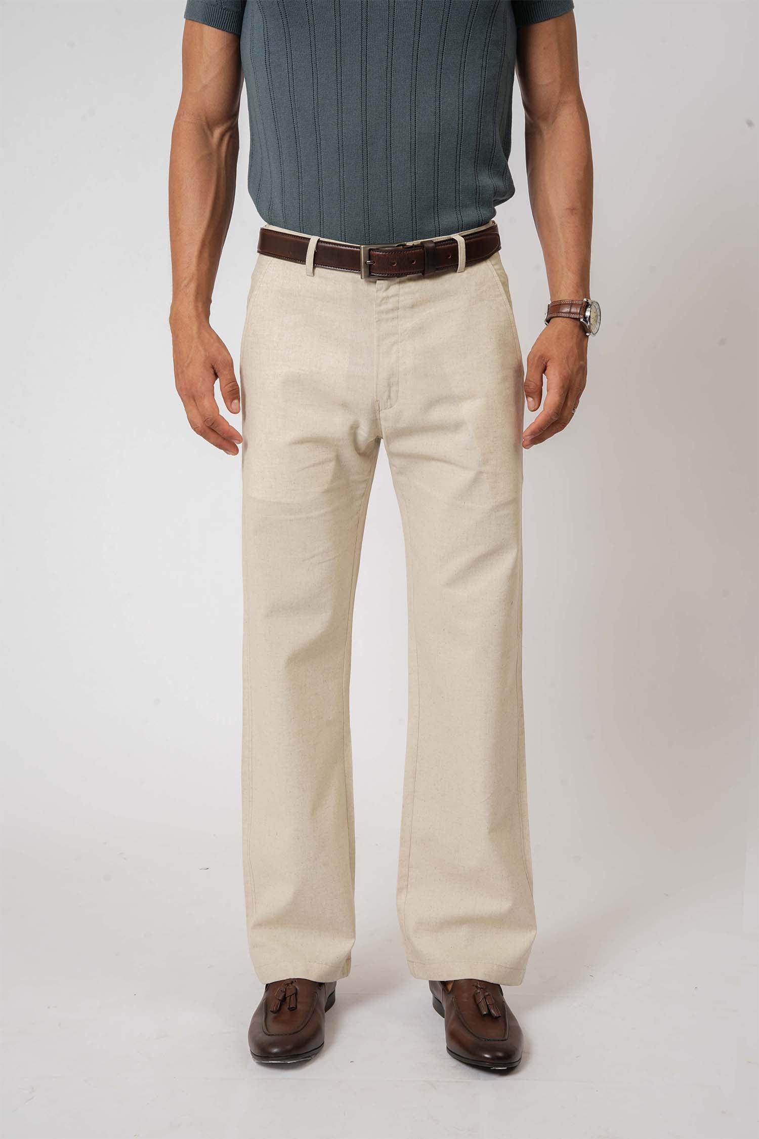 Hallstatt Beige Cotton Twill Trousers – men's wear from a clothing store for men