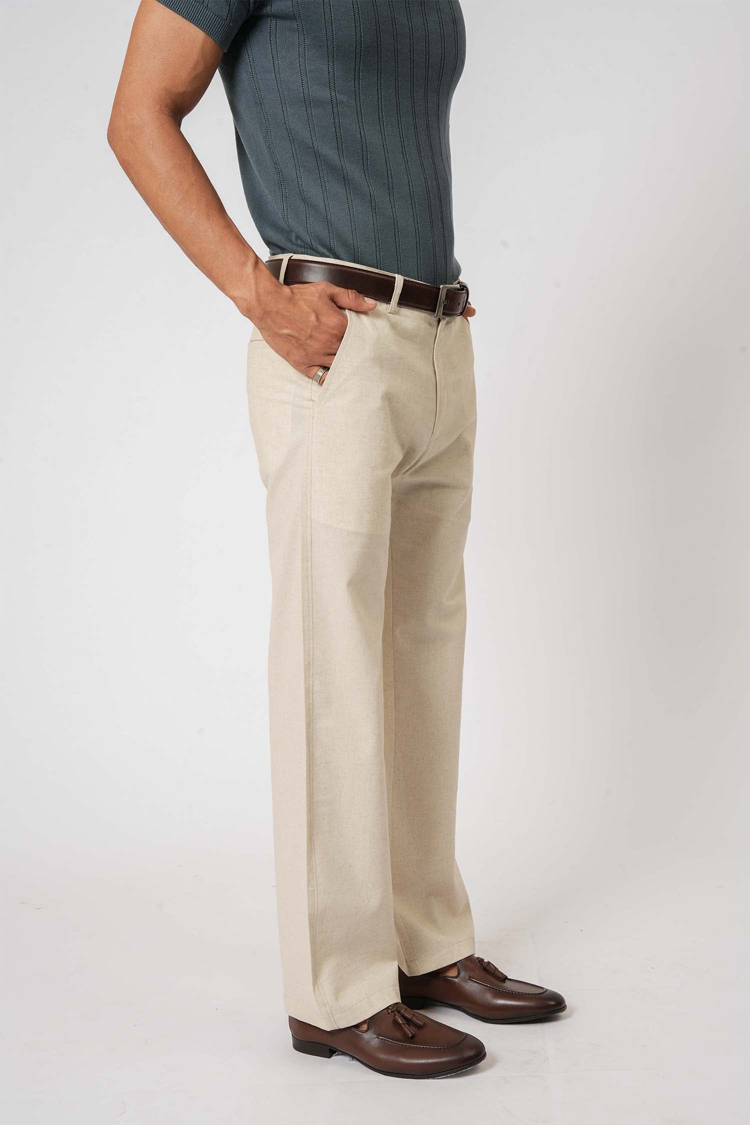Hallstatt Beige Cotton Twill Trousers – men's wear from a clothing store for men