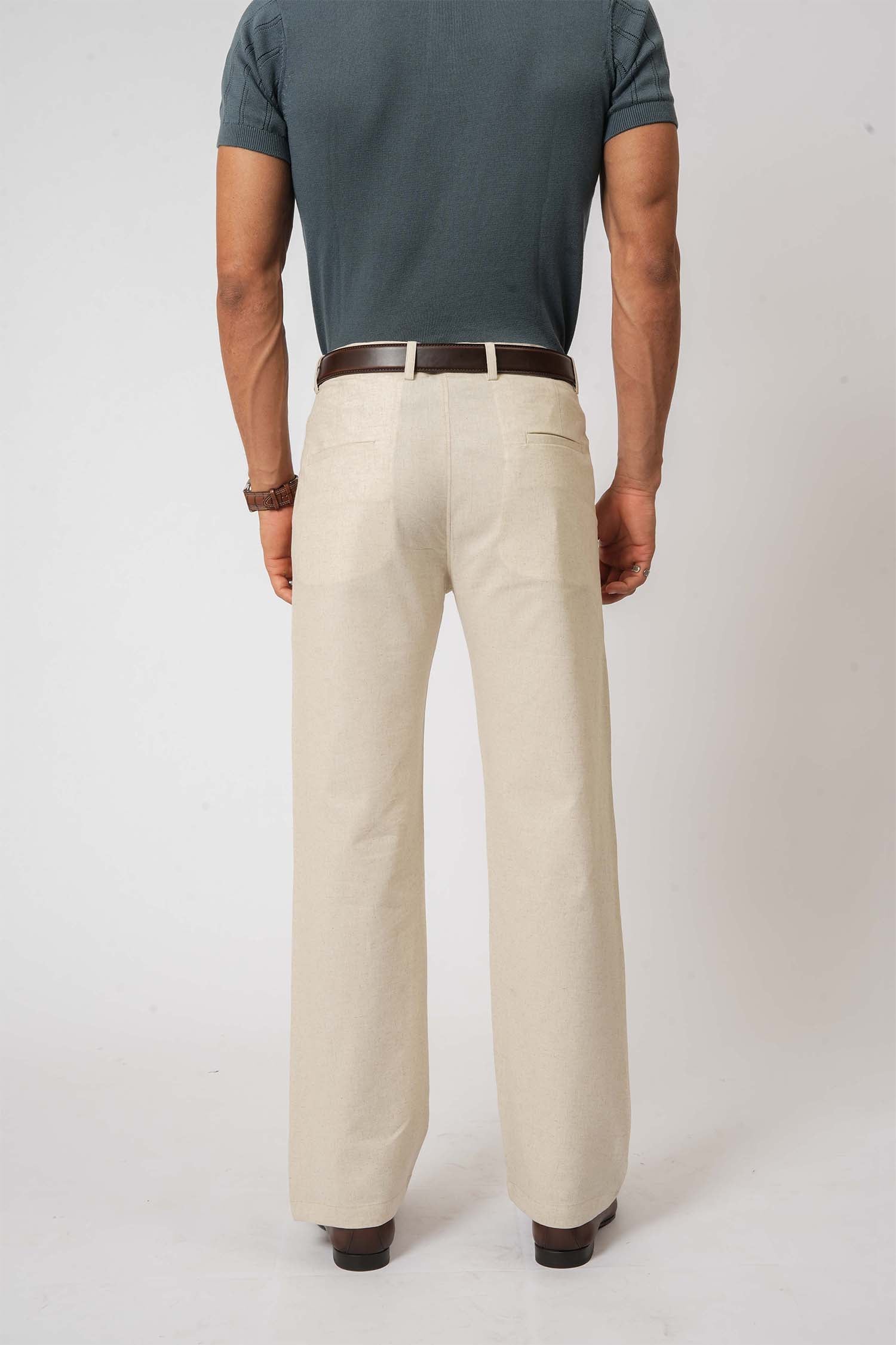Hallstatt Beige Cotton Twill Trousers – men's wear from a clothing store for men