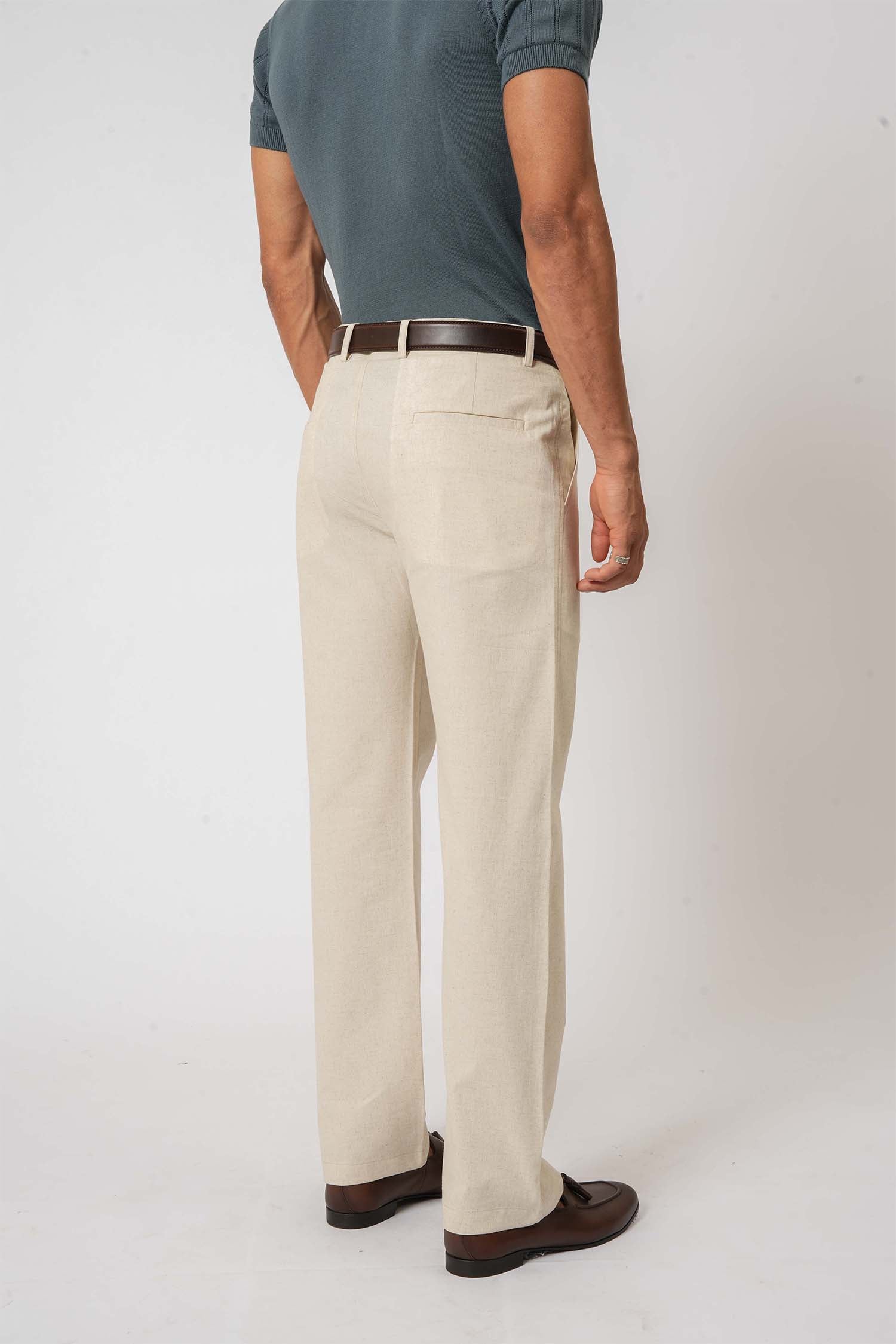 Hallstatt Beige Cotton Twill Trousers – men's wear from a clothing store for men