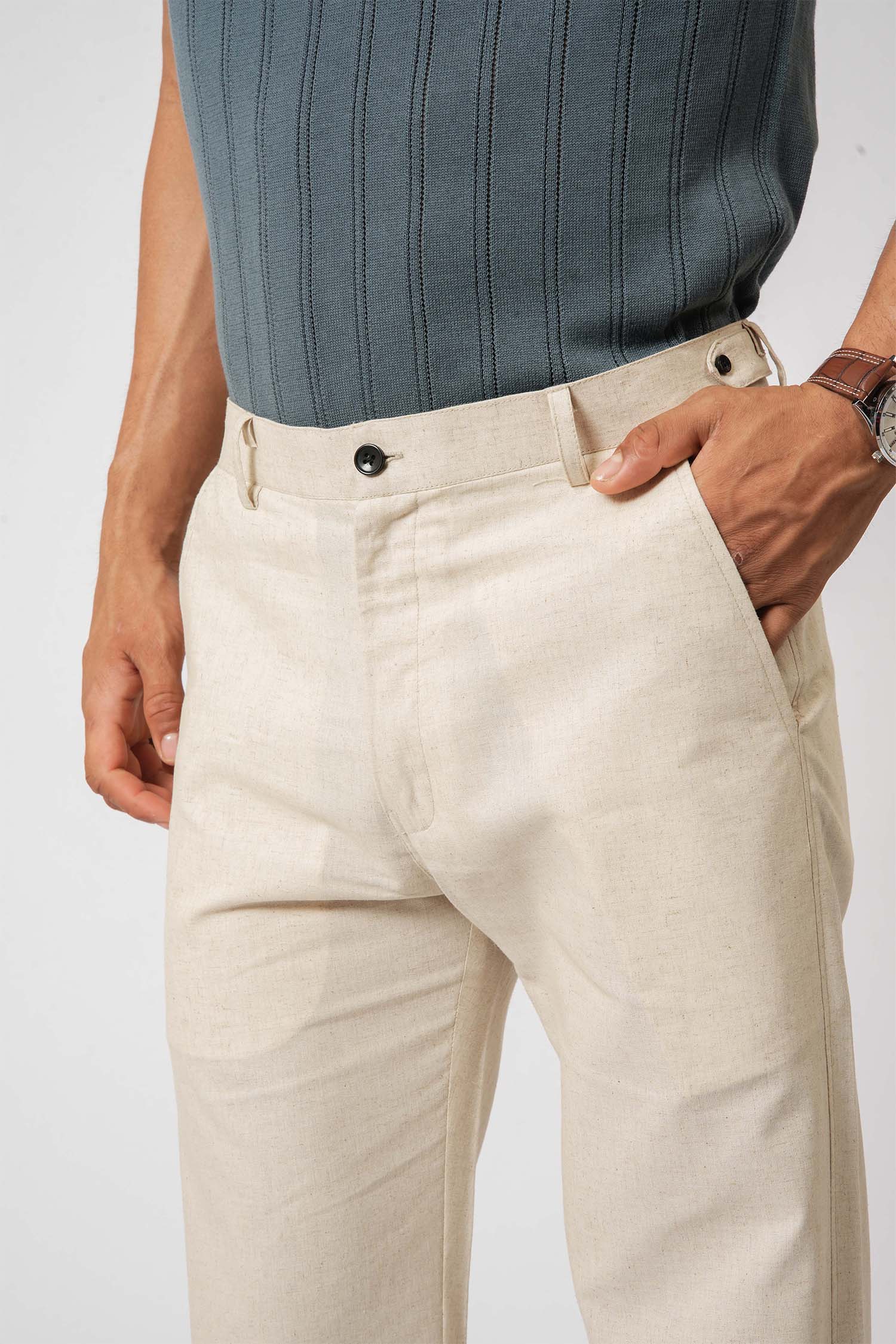 Hallstatt Beige Cotton Twill Trousers – men's wear from a clothing store for men
