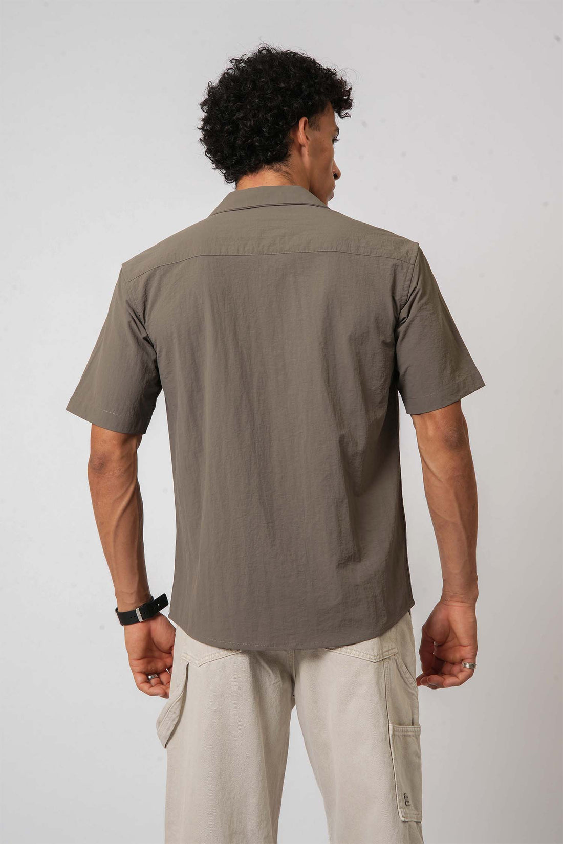 Olive Cuban Collar Shirt with D20 Embroidered Patch