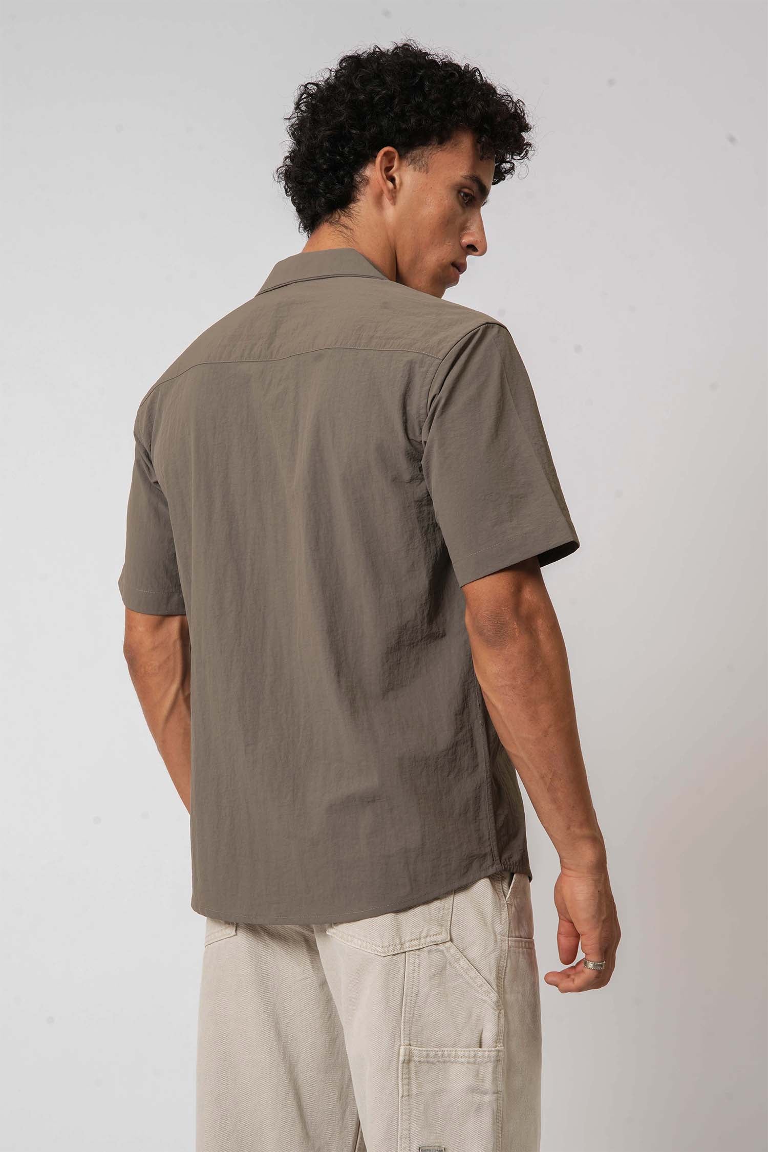 Olive Cuban Collar Shirt with D20 Embroidered Patch
