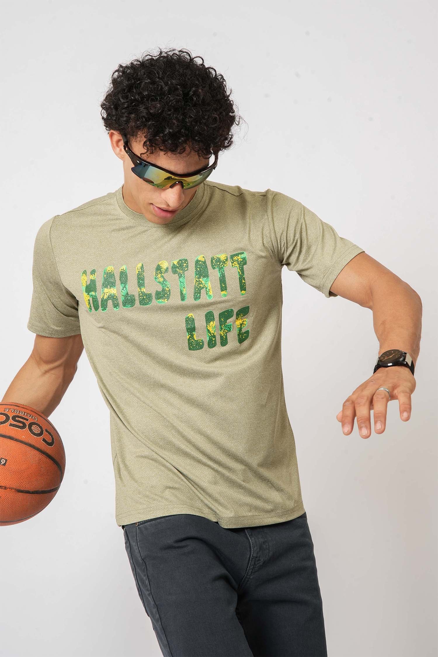 Men’s Urban Olive tee – contemporary graphic print and comfort by Hallstatt clothing store