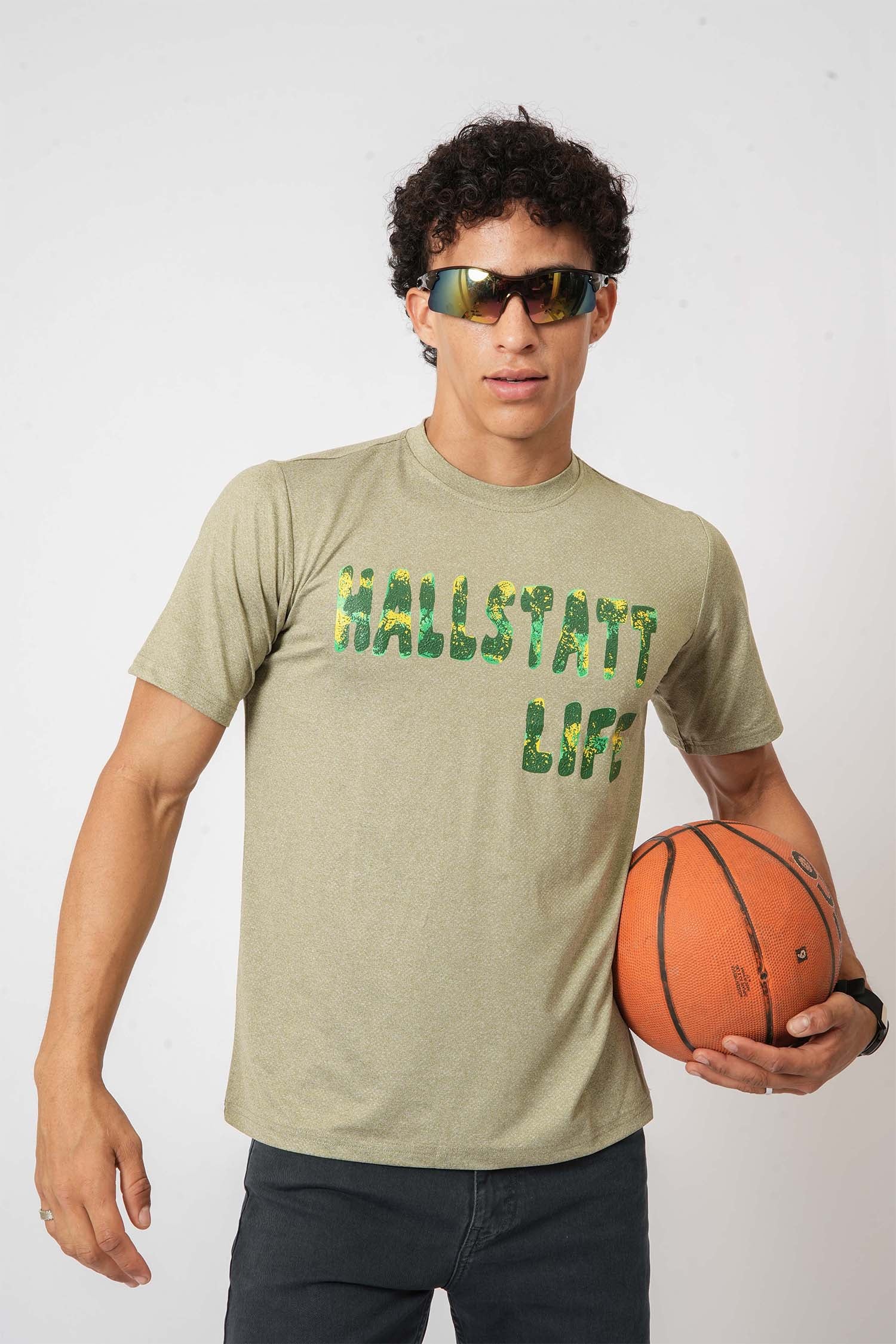 Men’s Urban Olive tee – contemporary graphic print and comfort by Hallstatt clothing store