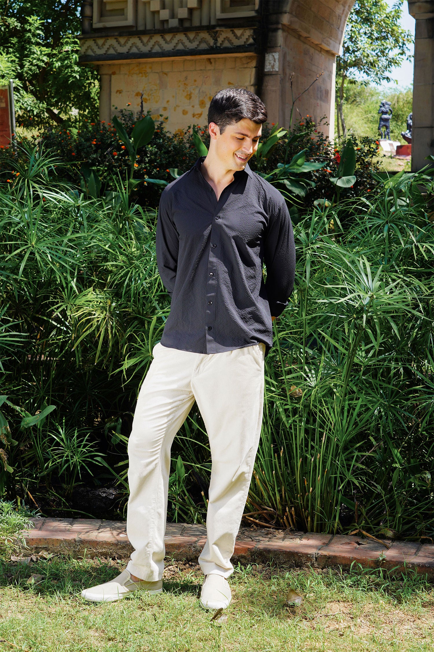 Textured Casual Shirt in Black