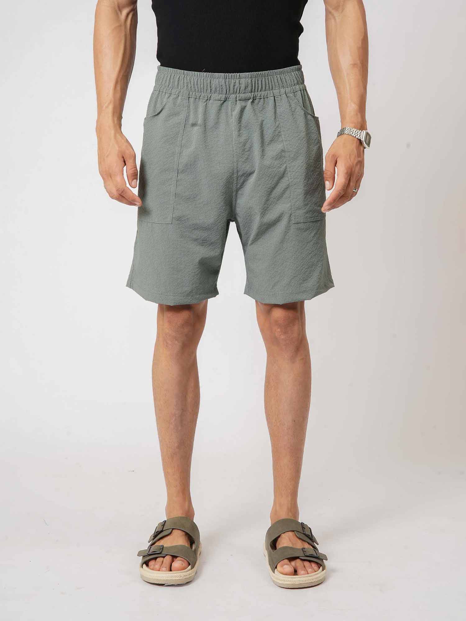 Light Green Loose Fit Box Nylon Crush Shorts