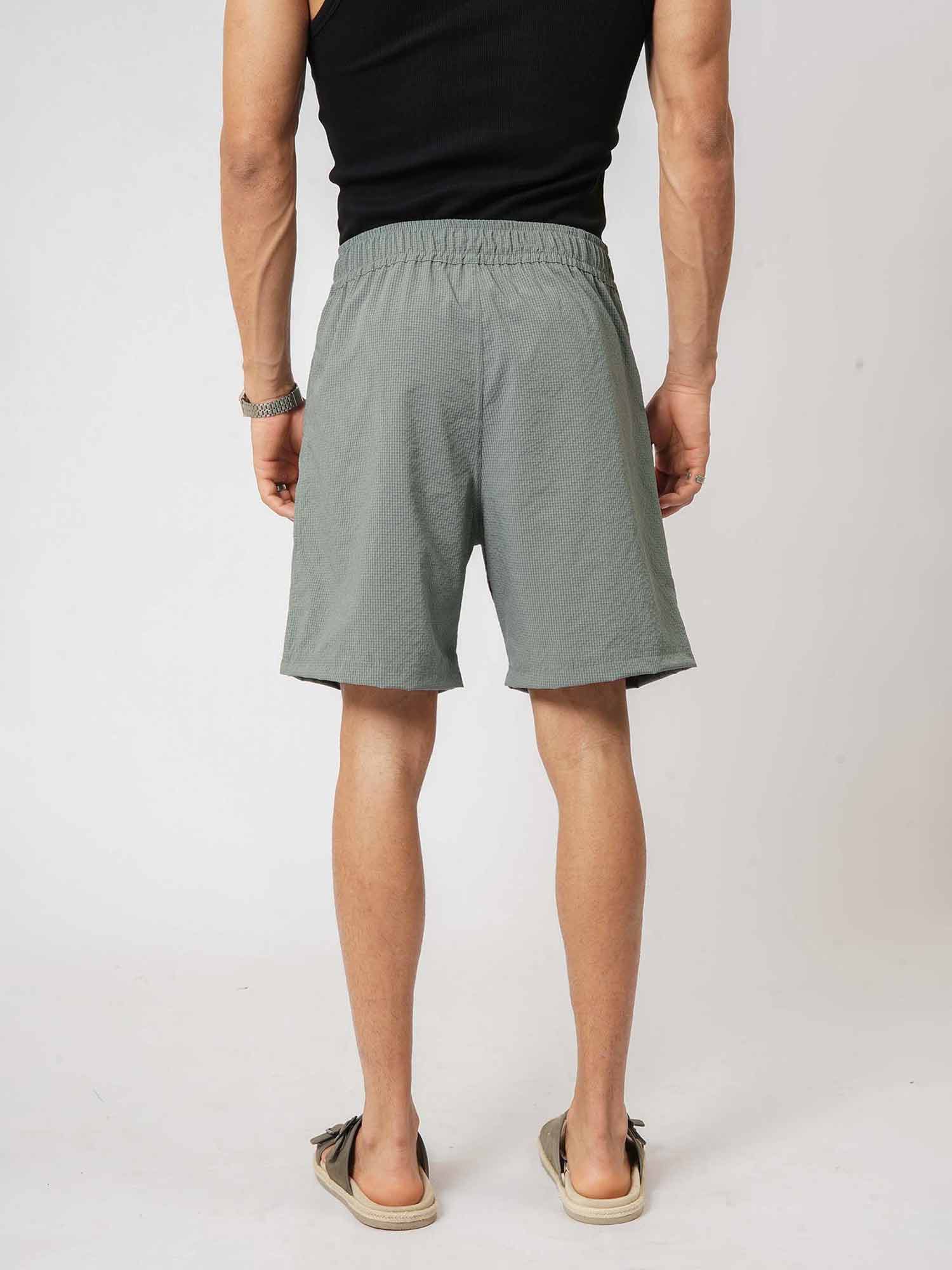 Light Green Loose Fit Box Nylon Crush Shorts
