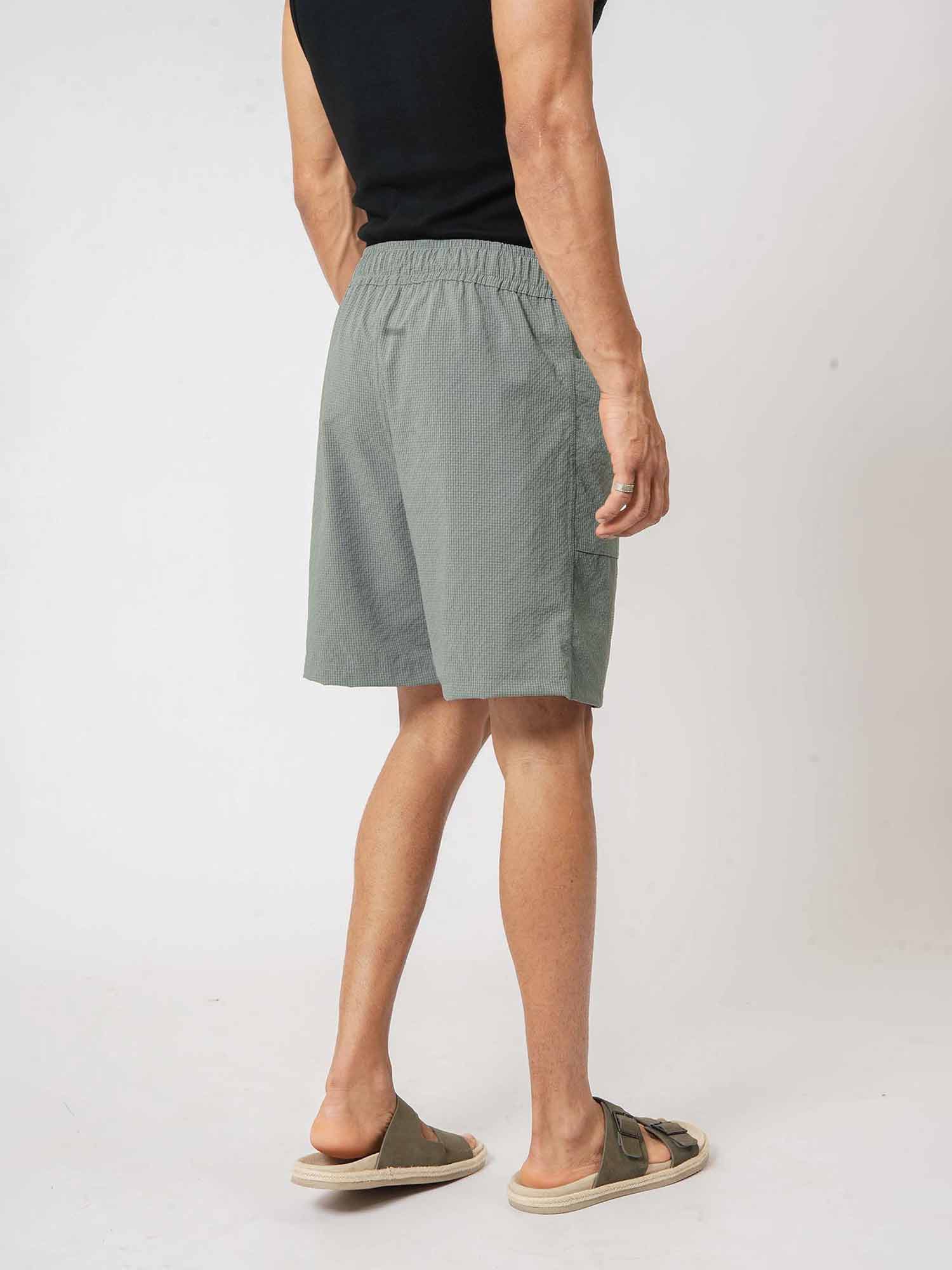 Light Green Loose Fit Box Nylon Crush Shorts