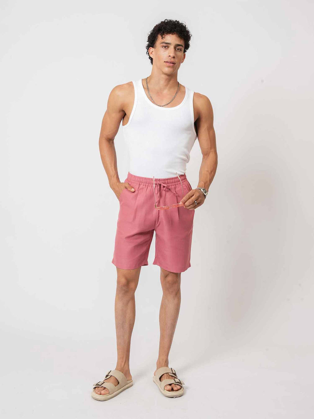 Pink Linen Shorts